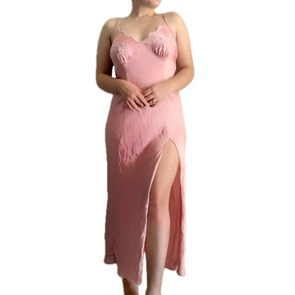 Victoria's Secret Vintage Gold Tag Pink Sleeveless Maxi Slip Dress Night Gown